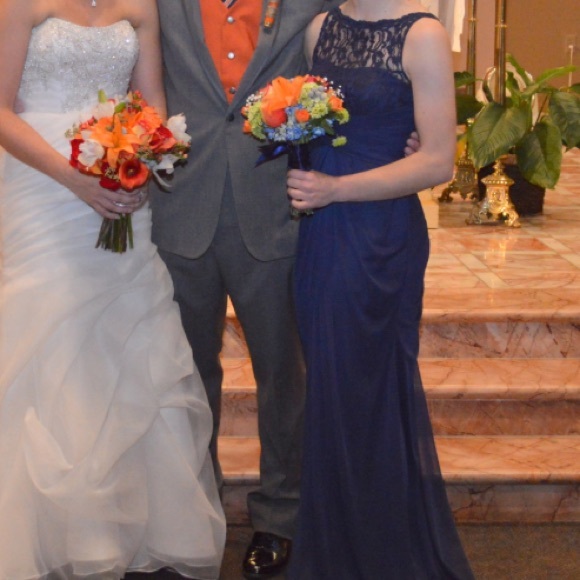 david’s bridal navy size 4 - Picture 3 of 4